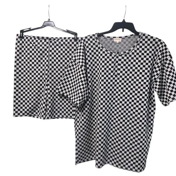 French Connection Monochrome Checkered Tee - Picture 1 of 4